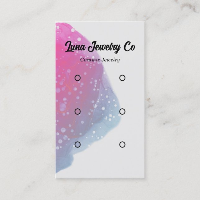 Painted Pink Splatter Three Earring Sets Jewellery Business Card (Front)