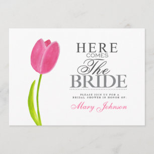 Painted Pink Tulip Bridal Shower Party Card