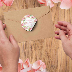 Painted Pink vintage roses - Happy Mother's Day Classic Round Sticker