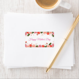 Painted Pink vintage roses - Happy Mother's Day  Label