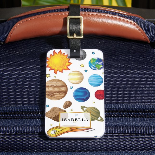 Painted Planets and Name Luggage Tag (Front Insitu 2)