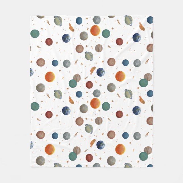 Painted Planets Baby Fleece Blanket (Front)