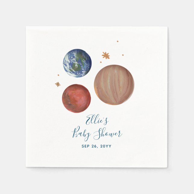 Painted Planets Baby Shower Napkin (Front)