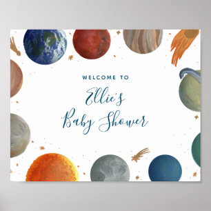 Painted Planets Baby Shower Welcome Sign