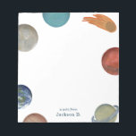Painted Planets Kids Notepad<br><div class="desc">Painted solar system and planets illustration of Earth,  Mars,  Venus,  Mercury,  Moon,  Sun,  Neptune,  Saturn,  Jupiter,  Uranus,  Pluto,  comets and stars on a white background designed by Shelby Allison.</div>