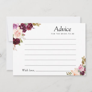 painted plum purple & peach floral advice card