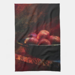 Painted Plums Still Life Tea Towel