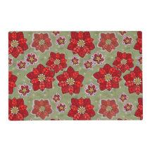 Painted Poinsettia Christmas Placemats, polka dots