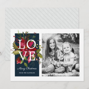Painted Poinsettias   Photo Holiday Card