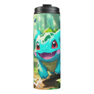 Painted Pokémon Bulbasaur Chasing Butterflies Thermal Tumbler