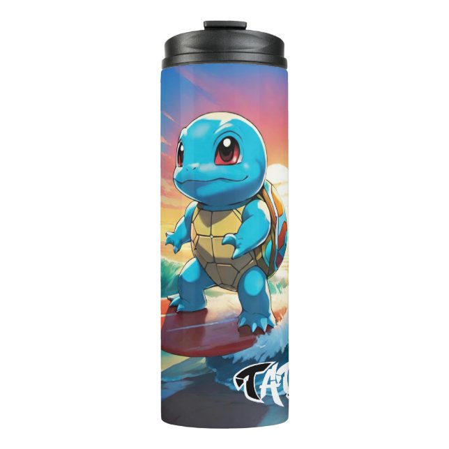 Painted Pokémon Squirtle Surfing Travel Mug (Front)