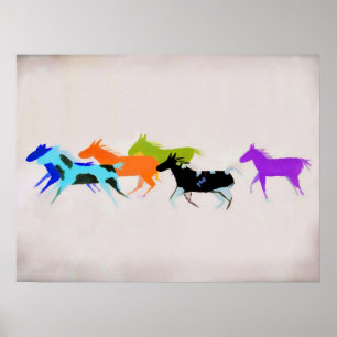 Painted Ponies in Smoke Art Poster