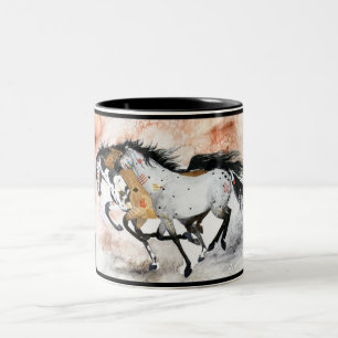 painted ponies Two-Tone coffee mug