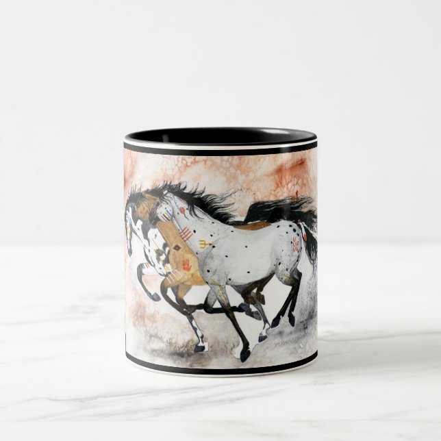painted ponies Two-Tone coffee mug (Center)