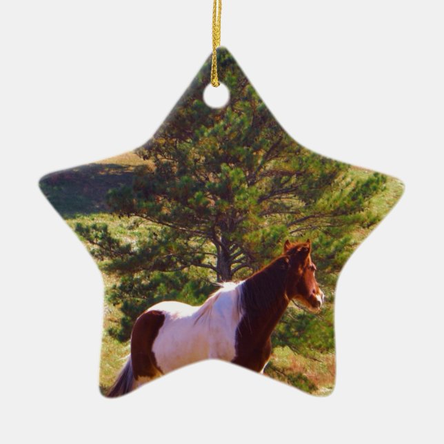 Painted Pony  by the Pine Ceramic Tree Decoration (Front)