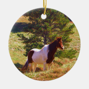 Painted Pony by the Pine Ceramic Tree Decoration