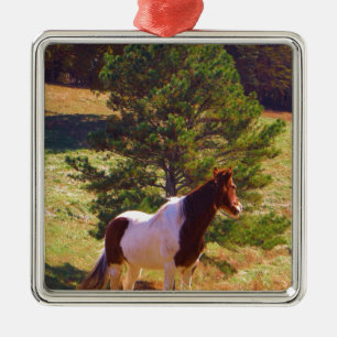 Painted Pony by the Pine Metal Tree Decoration