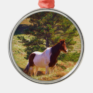 Painted Pony by the Pine Metal Tree Decoration
