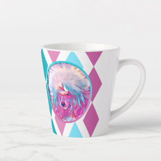 Painted Poodle in Pink Aqua and Teal Latte Mug