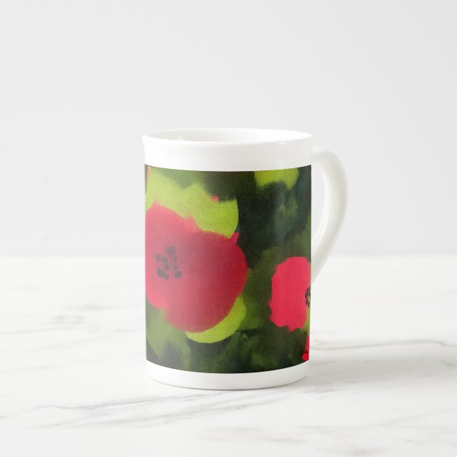 Painted Poppies | Artful Floral Bone China Mug (Front Right)