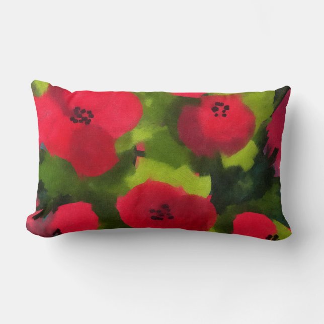 Painted Poppies | Beautiful Flowers Lumbar Cushion (Front)