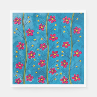 Painted Poppy Blossoms Party Napkins