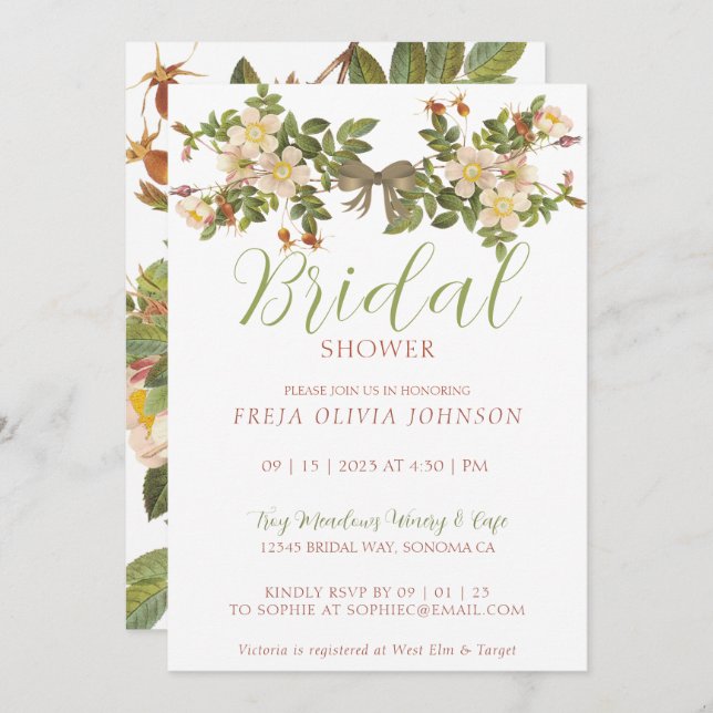 Painted Primrose Bridal Shower Invitation (Front/Back)