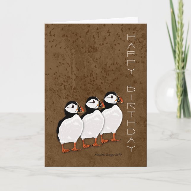 Painted Puffin Birthday Card - Birthday Card With (Front)