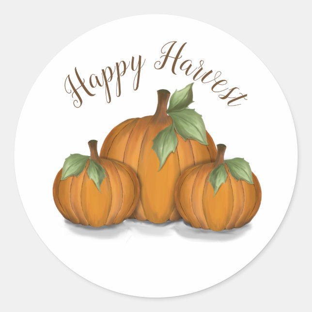 Painted Pumpkins Classic Round Sticker (Front)