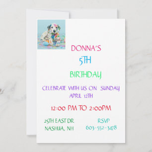 "PAINTED PUPPY"  KIDS BIRTHDAY PARTY INVITATIONS
