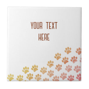 Painted Puppy Paw Prints With Custom Text Tile