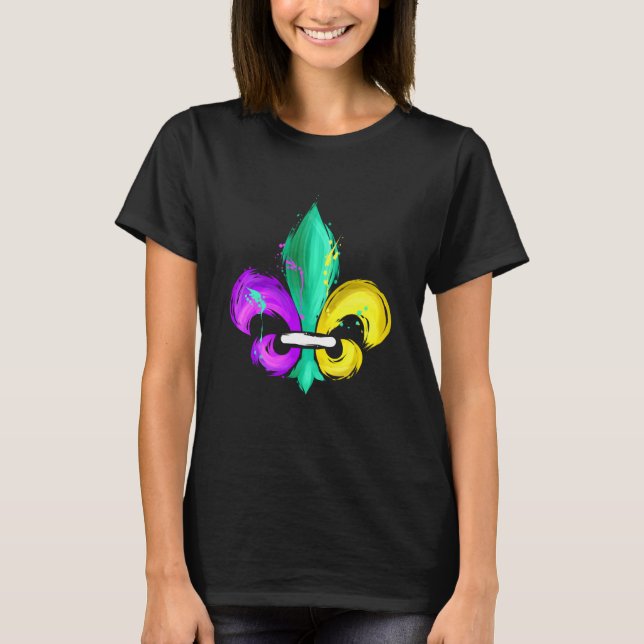 Painted Purple Green And Golden Fleur De Lis For M T-Shirt (Front)