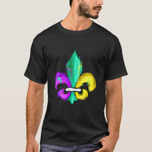 Painted Purple Green And Golden Fleur De Lis For M T-Shirt