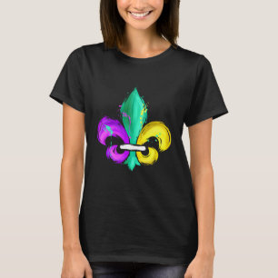 Painted Purple Green And Golden Fleur De Lis For M T-Shirt