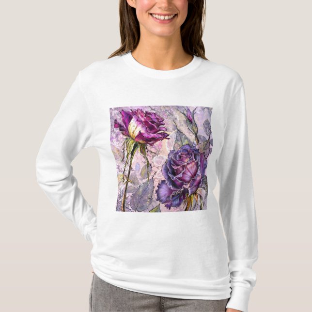 Painted Purple Roses T-Shirt (Front)