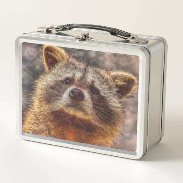 painted Racoon Metal Lunch Box (Front)