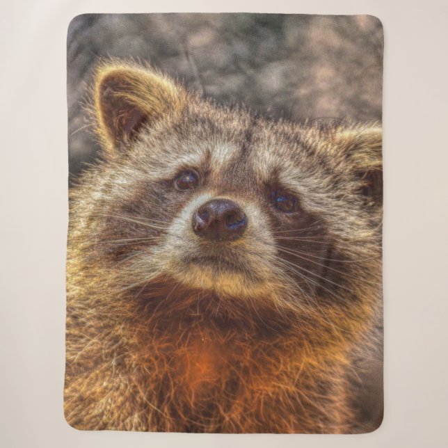 painted Racoon Sherpa Blanket (Front)