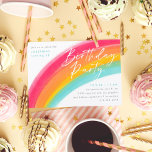 Painted Rainbow Birthday Party Invitation<br><div class="desc">Bright turquoise,  tangerine and magenta rainbow birthday party invitation with editable text for event.
Original painting available in multiple colours. If you'd like a digital version please visit Greenvelope.</div>