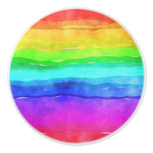 Painted Rainbow Ceramic Knob