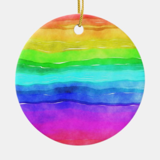 Painted Rainbow Ceramic Tree Decoration (Front)