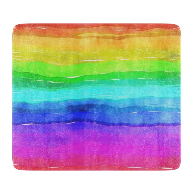 Painted Rainbow Cutting Board (Front)