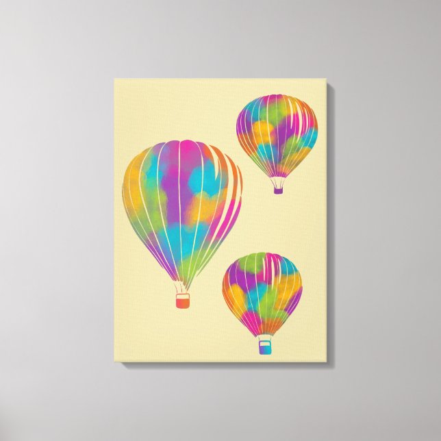 Painted Rainbow Hot Air Balloons Canvas Print (Front)