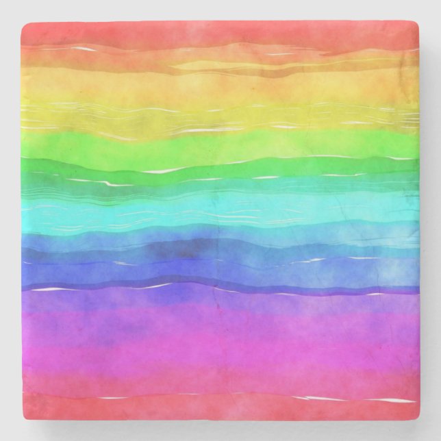 Painted Rainbow Stone Coaster (Front)