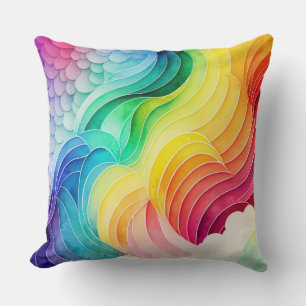 Painted Rainbow Watercolour Paint Drips Abstract  Cushion