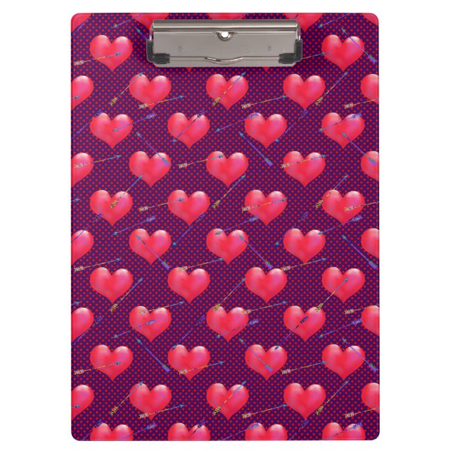 Painted Red and Pink Hearts Valentine's Day Gift Clipboard (Front)