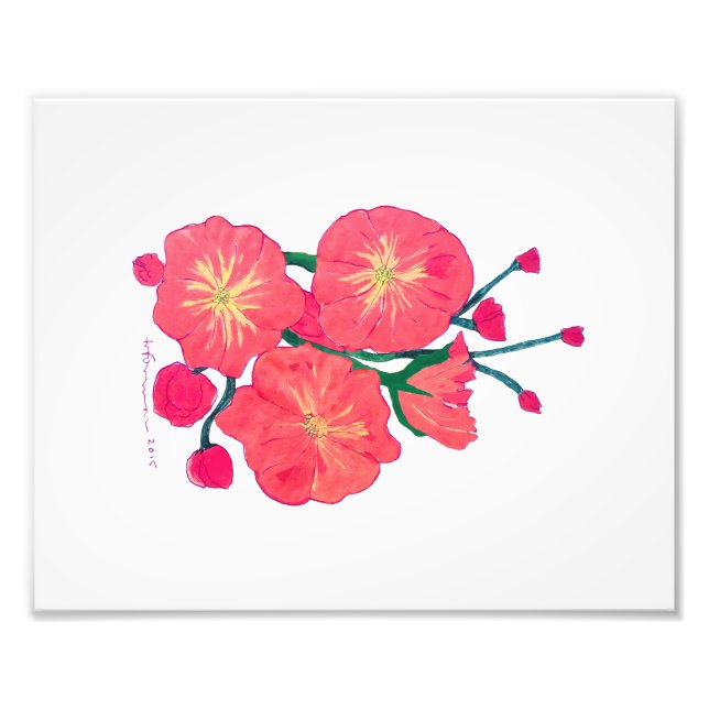 Painted red flowers photo print (Front)