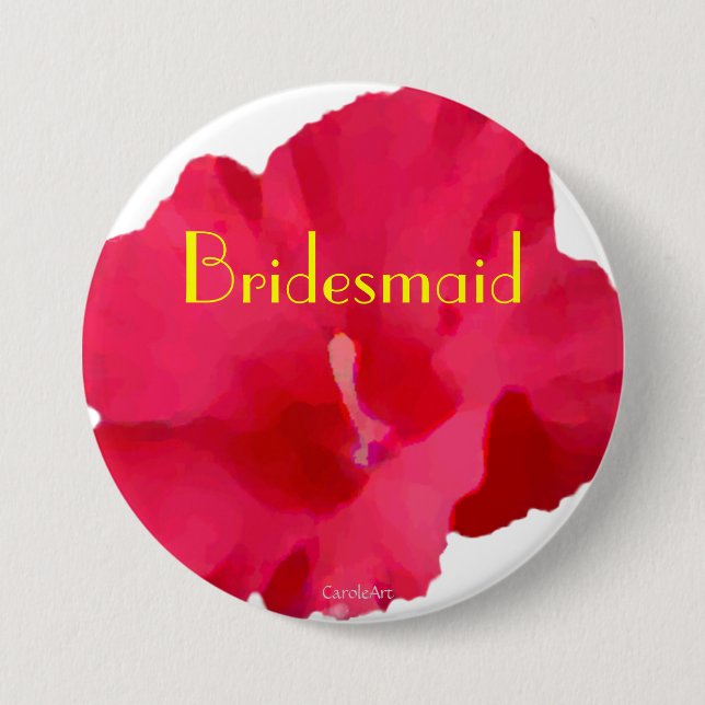 Painted Red Hibiscus 7.5 Cm Round Badge (Front)