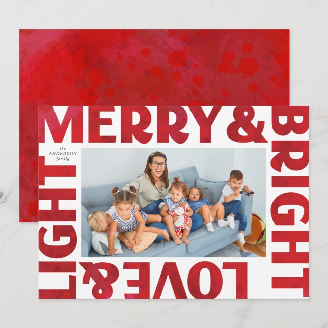 Painted Red Merry and Bright Love n Light Holiday (Front/Back)