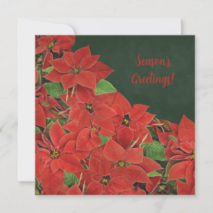 Painted Red Poinsettia Season's Greetings Card