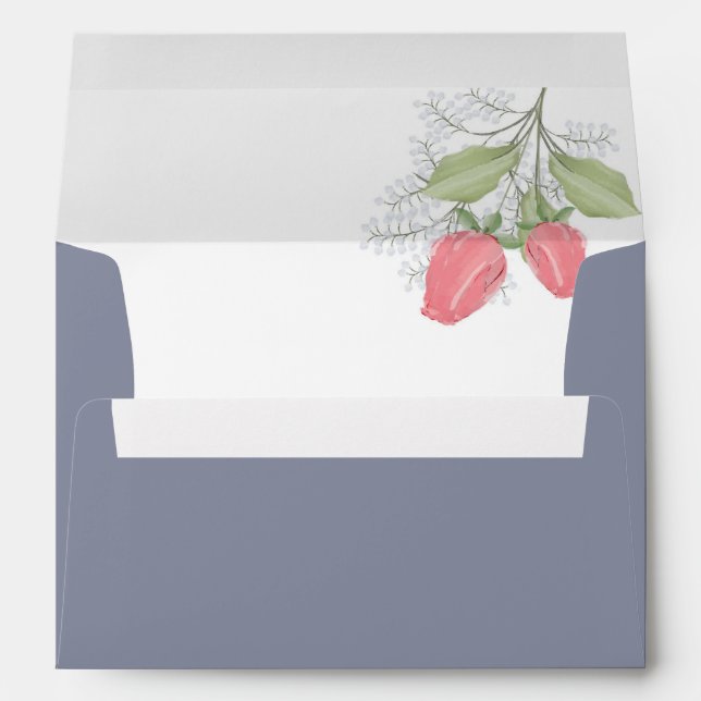 Painted Red Rose on blue envelope (Back (Bottom))